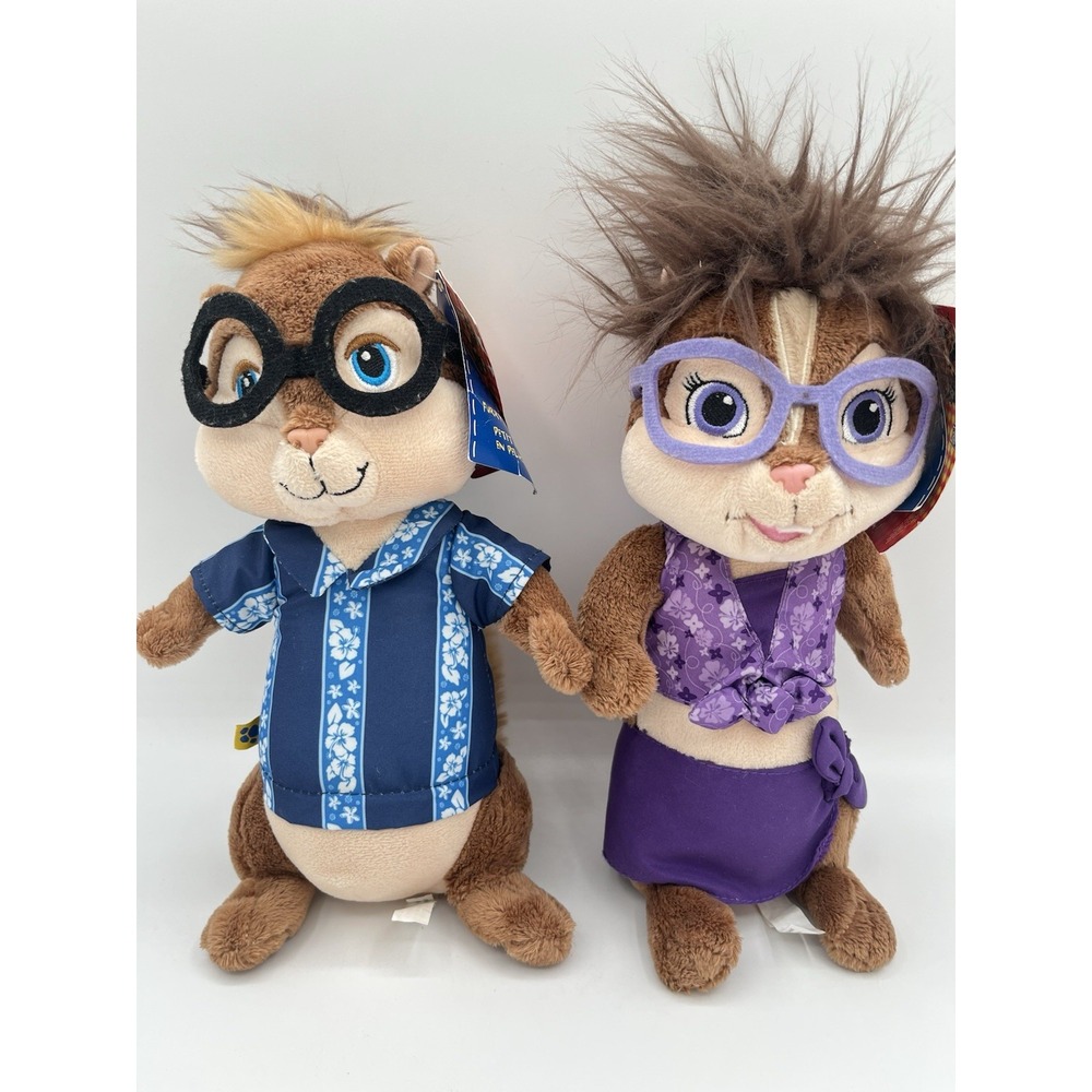 Build A Bear Alvin Chipmunks Simon Jeanette 10" Plush Doll Pair With Tags